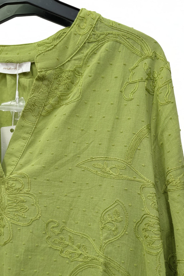 Blusa bordada verde 100% algodón