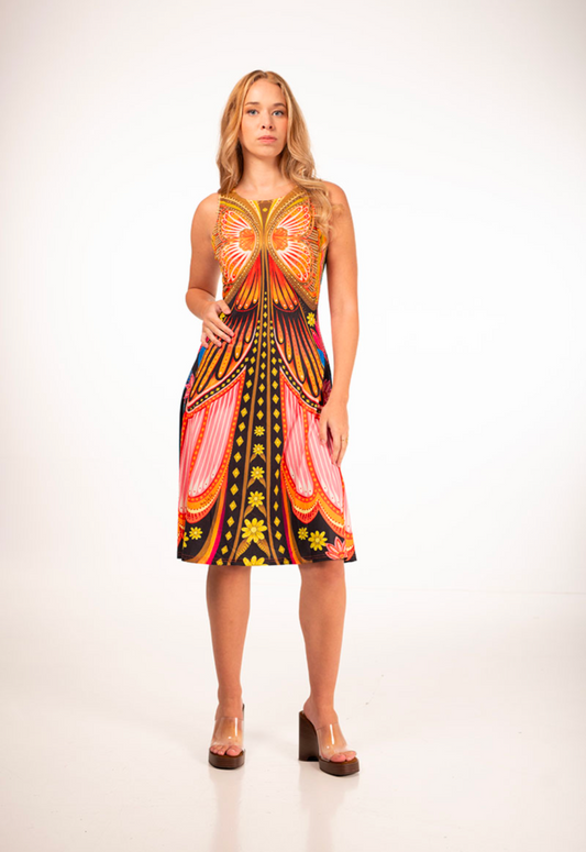 Vestido Boho-Chic con Estampado de Mariposa
