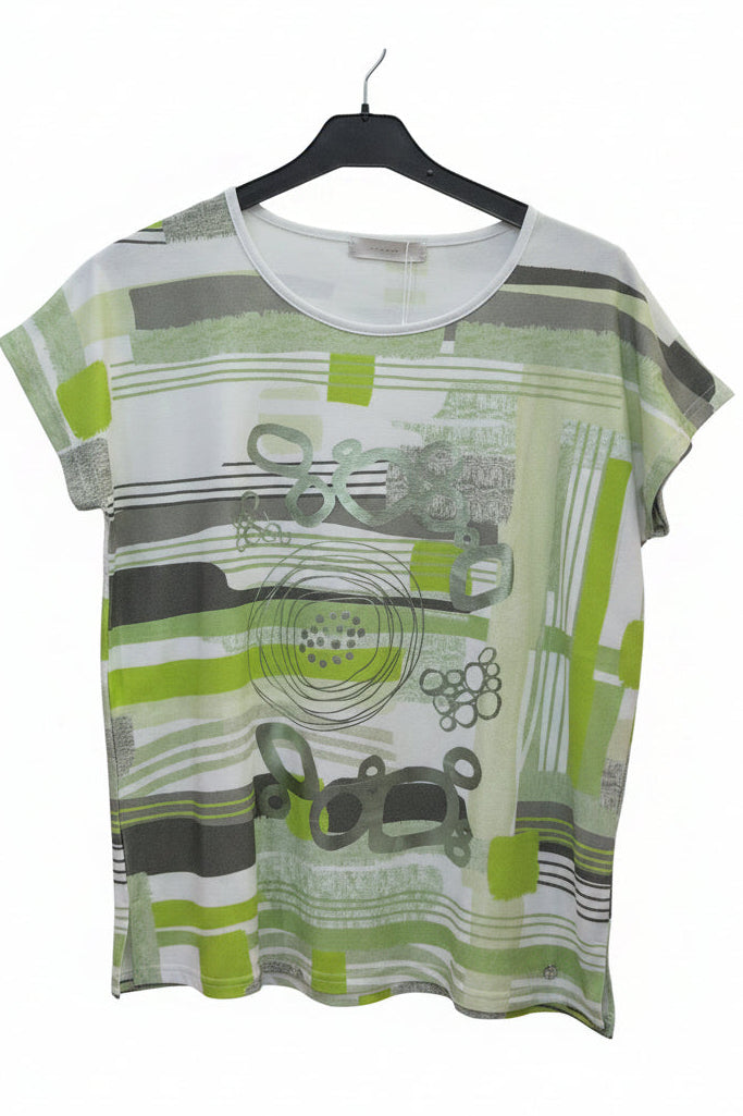 Camiseta Estampada en Tonos Verdes con Detalles Metalizados