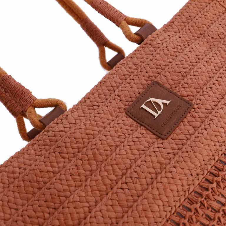 Bolso Tote de Estilo Rústico con Cierre de Cremallera