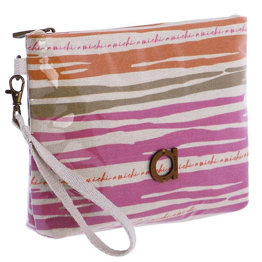 Bolso de mano plastificado Amichi rayas multicolor