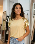Top Crema con Detalle de Lentejuelas XL