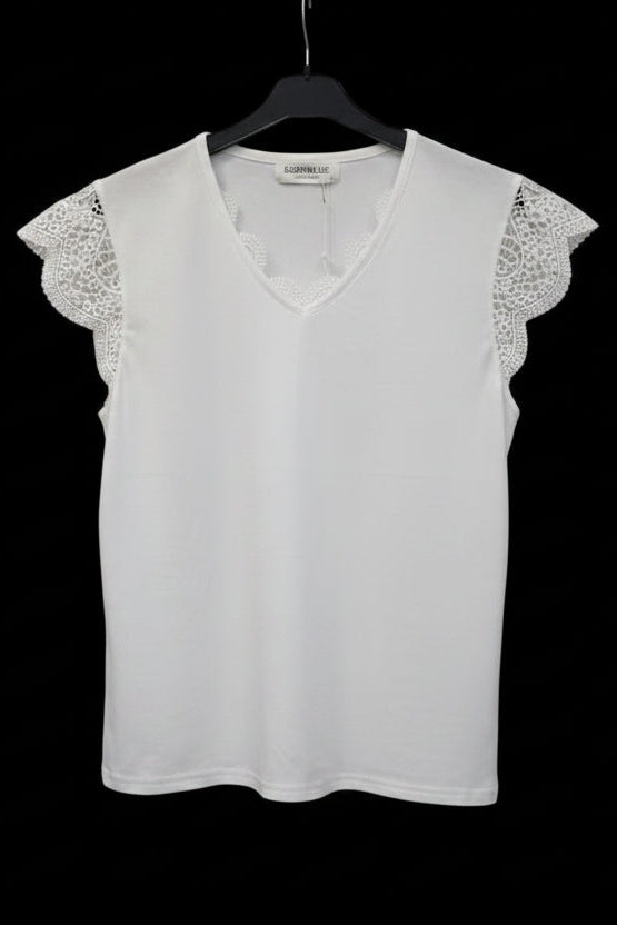 Camiseta con Detalles de Guipur