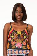 Top de tirantes con estampado étnico y floral