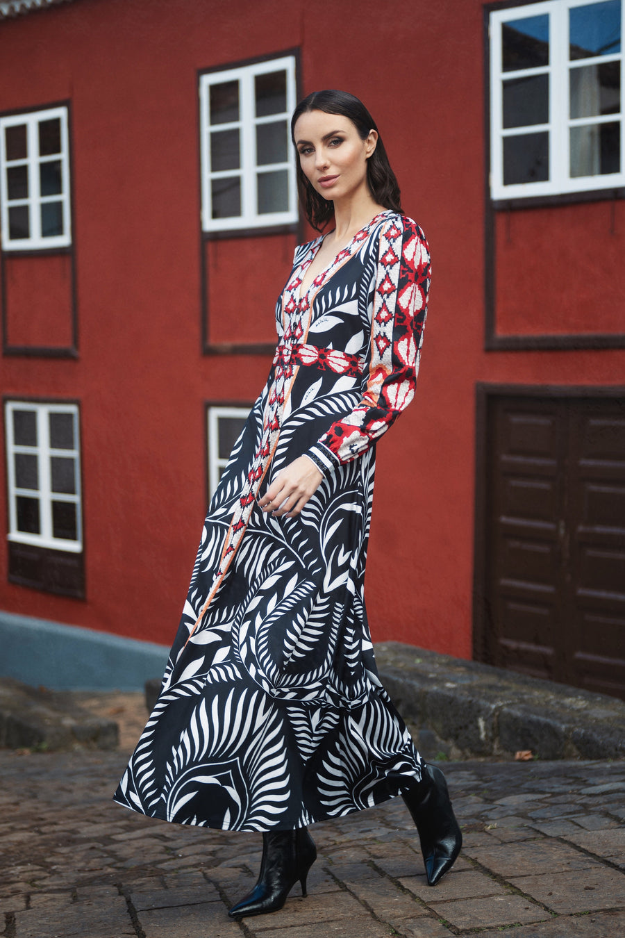 Vestido Largo Estampado de Manga Larga Malalá