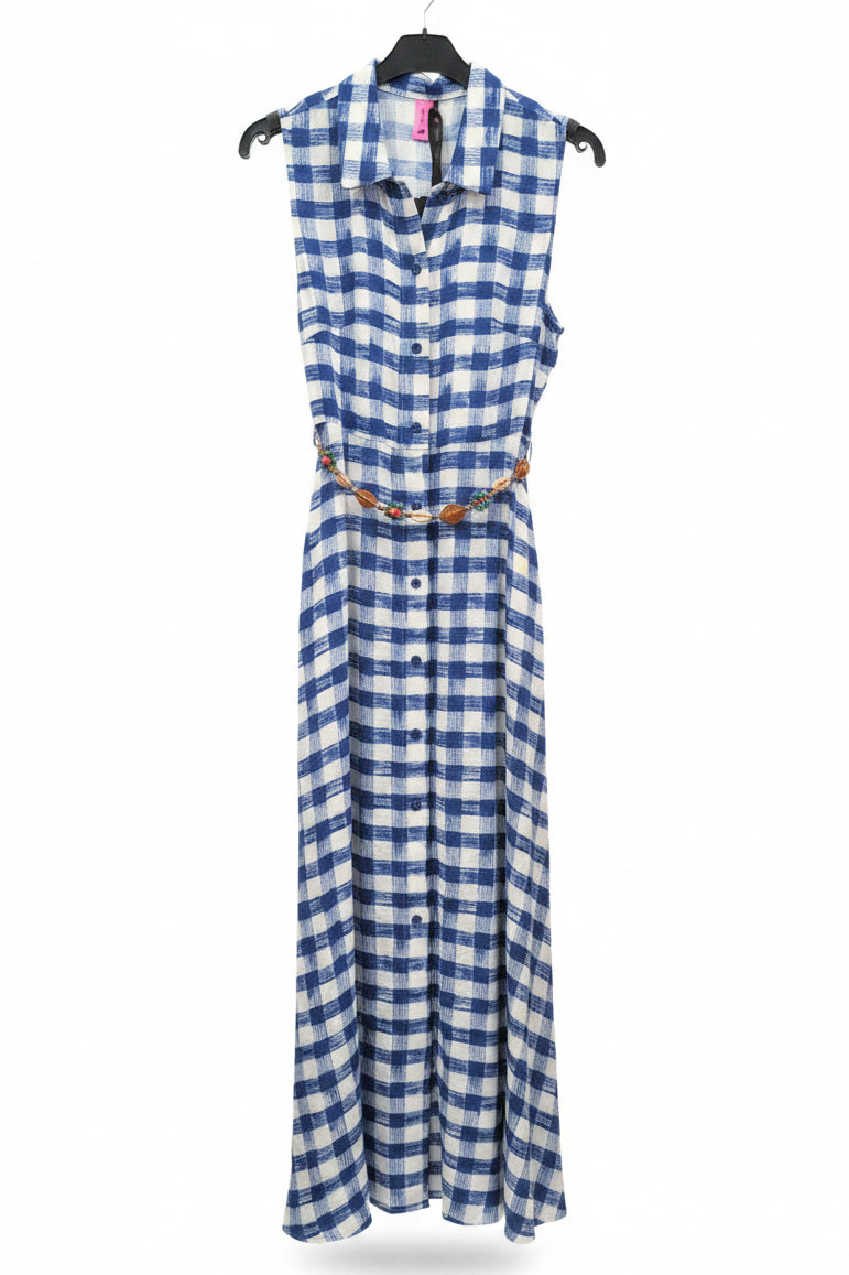 Vestido Maxi Gingham – Azules de Verano