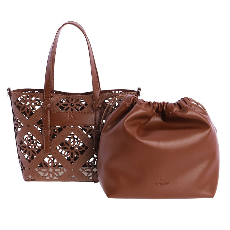 Set de Bolso Tote Calado con Neceser Interior Don Algodón